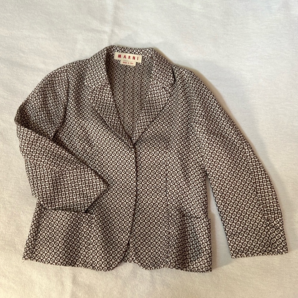 NWOT Marni jacket size 42 brown, cream and black